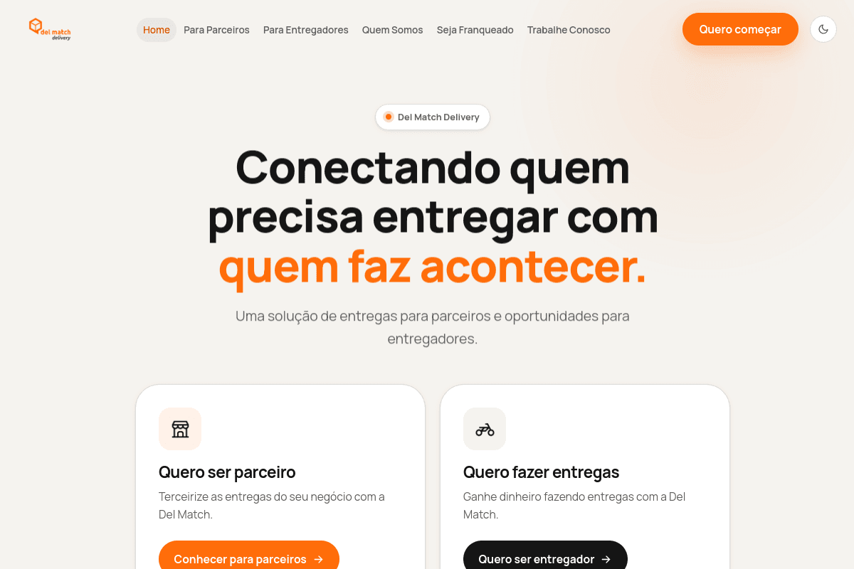 Site do fornecedor de Del Match Delivery