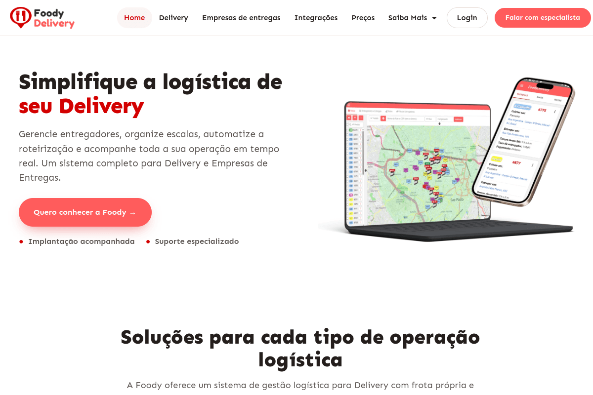 Site do fornecedor de Foody Delivery