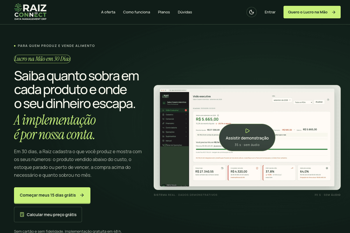 Site do fornecedor de Raiz Connect