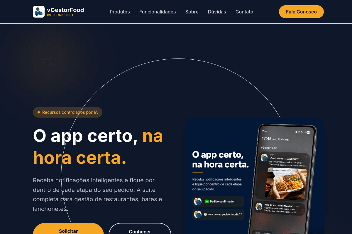 Site do fornecedor de vGestorFood