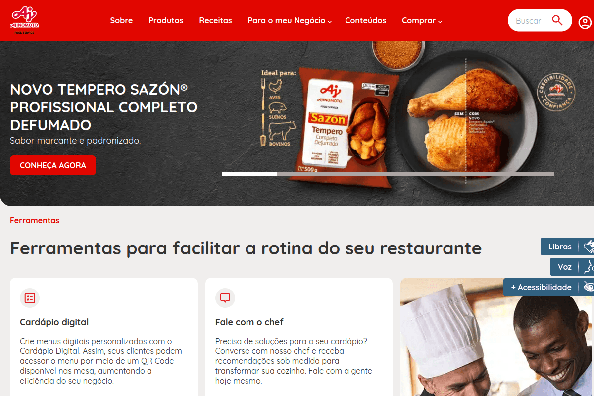 Site do fornecedor de Ajinomoto® Food Service