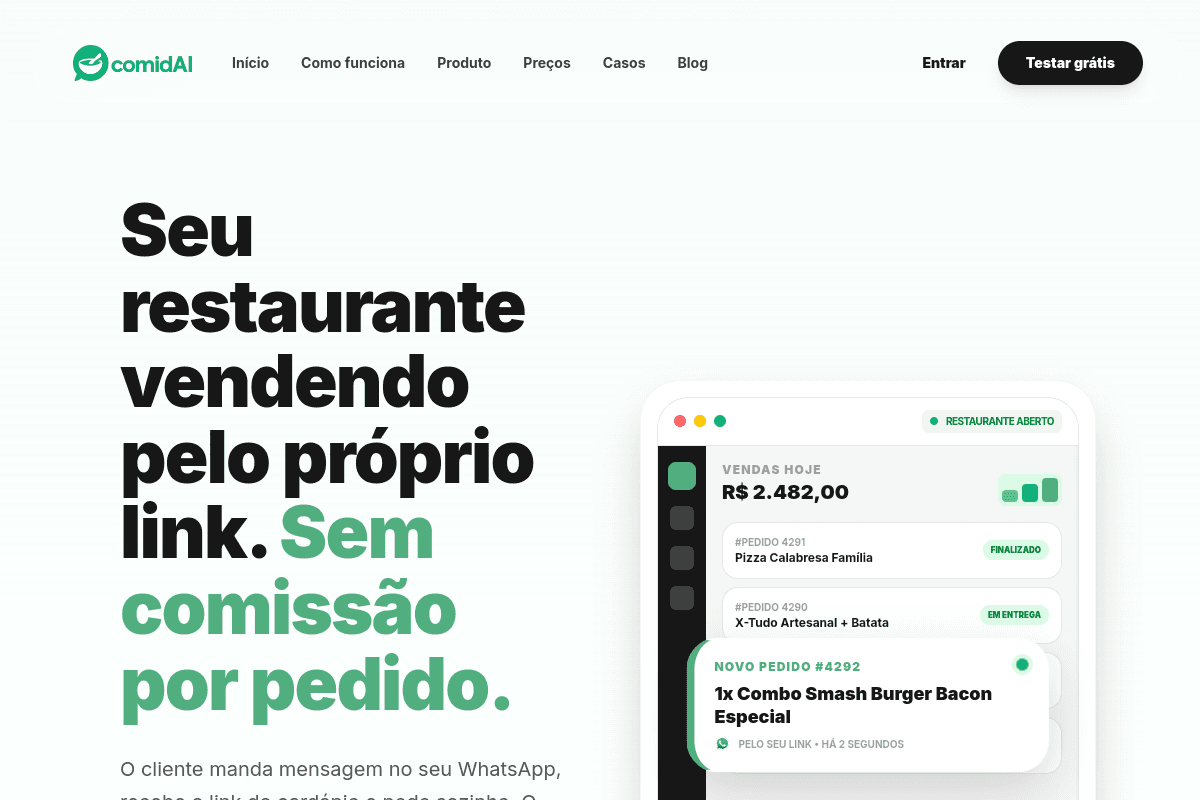 Site do fornecedor de ComidAI