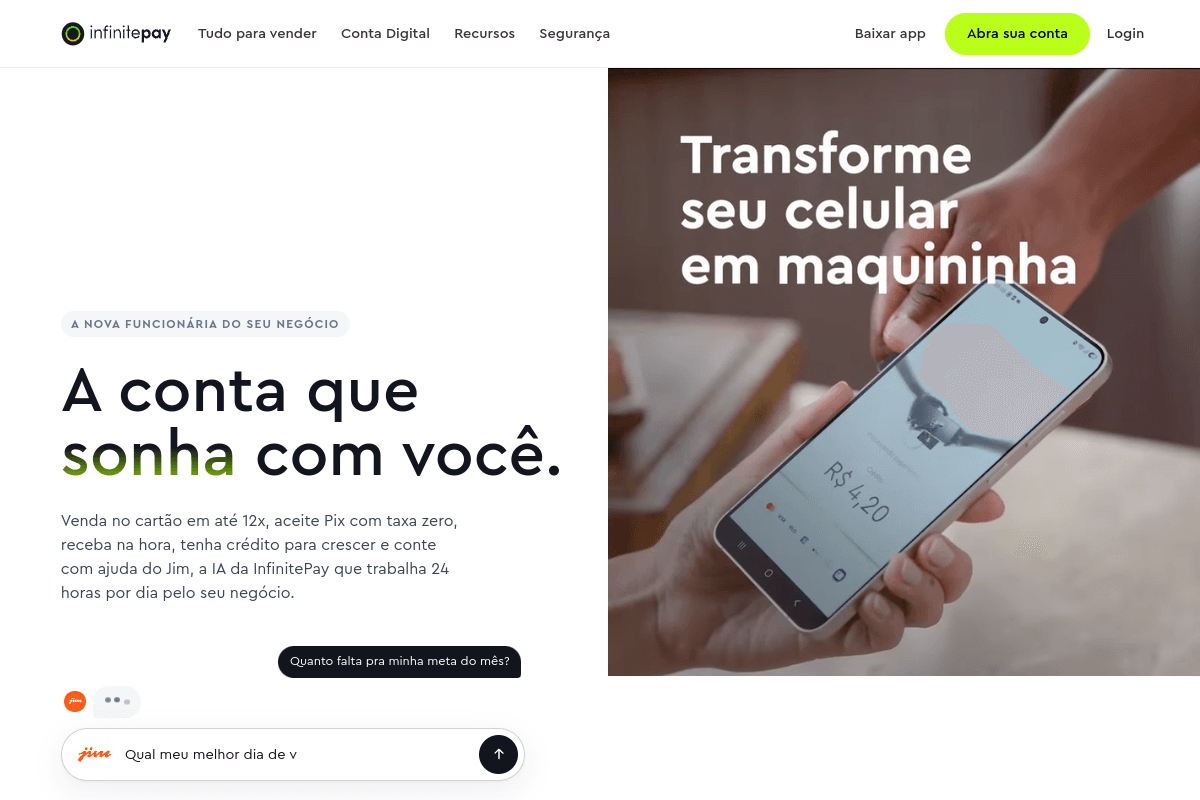 Site do fornecedor de Infinite Pay