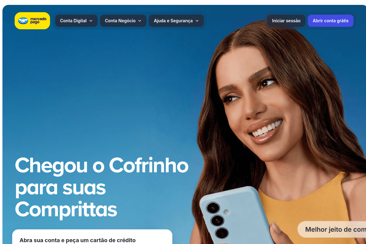 Site do fornecedor de Mercado Pago
